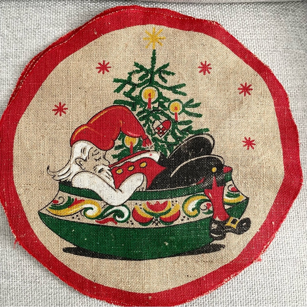 SET of 3 Vintage Nordic Burlap Holiday Placemats